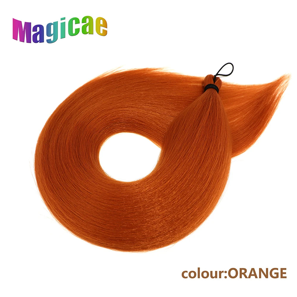 Magicae Braiding Crochet Hair High Heat Resistant 3Pcs 28inches Synthetic Ombre Brown Silver White Straight Bundles Extension