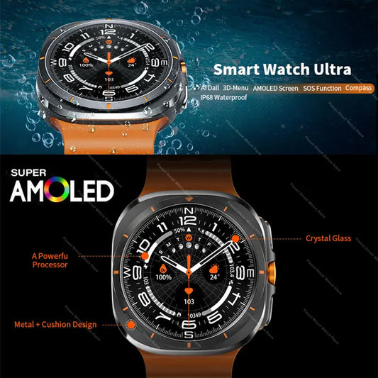 2025 New Watch Ultra Official Original Smartwatch 47mm AMOLED ChatGPT GPS NFC Compass Clock Bluetooth Call Smart Watch Men Women