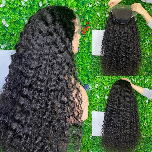 100% Human Hair 13x6 HD Deep Wave Lace Frontal Wigs 13x4 Water Curly 5x5 Glueless Lace Front Wig 30 40 Inch Closure Kinky WearGo