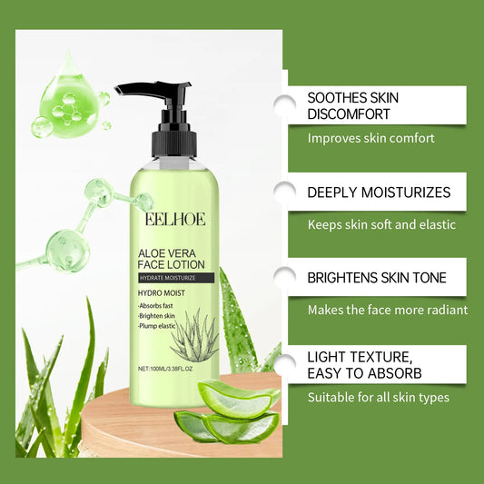 EELHOE Aloe Vera Moisturizing Face Lightening Lotions Smooth Glow Gloss Hydrator Rejuvenation Dry Skin Lotion for Face Nourish