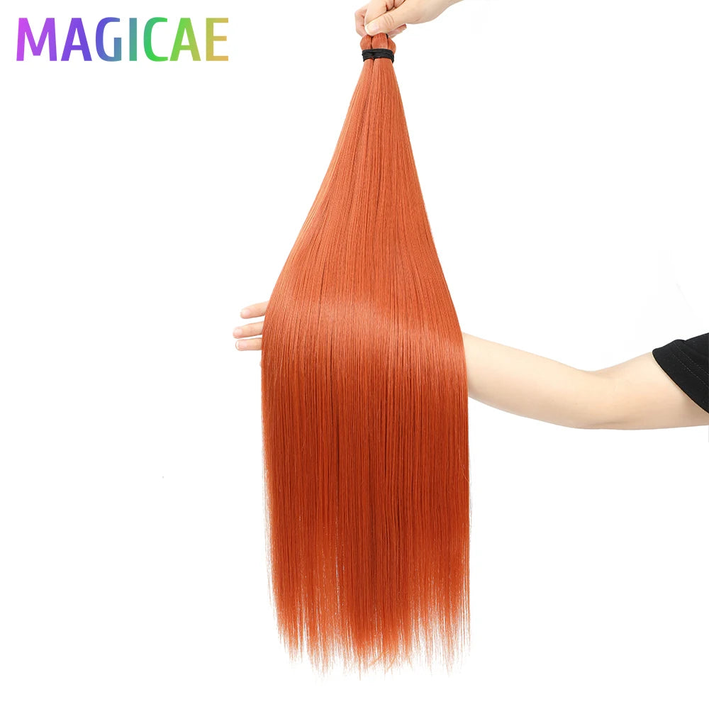 Magicae Braiding 28inches Hair 72cm Heat Resistant Ash Blonde Ombre Brown Sliver White 60# Cold Fusion Micro Crochet Hair Weave