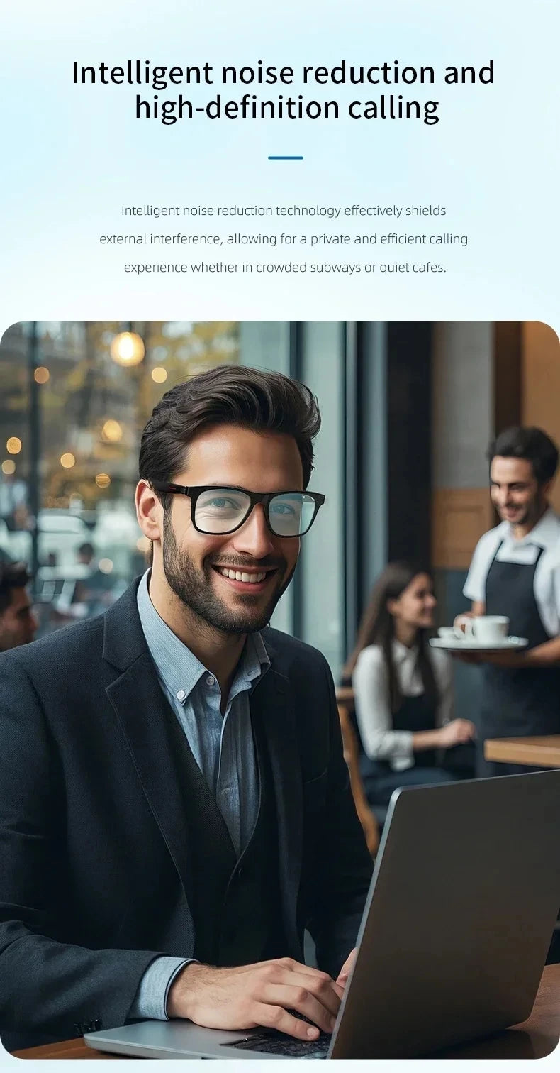 AI Bluetooth Smart Glasses Real-Time Translation Multilingual Listening Music & Call Functionality