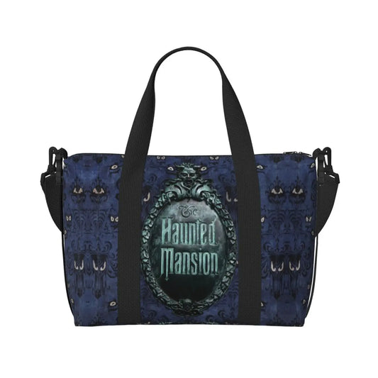 Custom Haunted Mansion Logo Groceries Shopping Tote Bags Women Large Capacity Halloween Grimace Ghosts Gym Beach Travel Bags