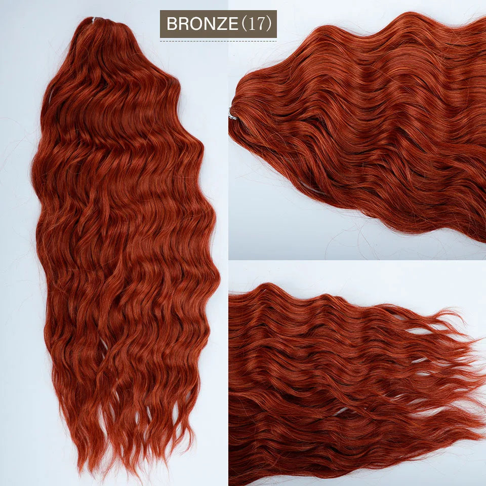 24Inches Pink Water Deep Wave Crochet Braiding 300g Ombre Brown White Synthetic Hair Extension Body Wavy Braids Hair Blond Twist