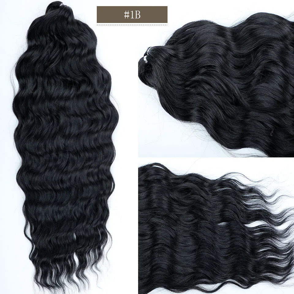 24Inches Pink Water Deep Wave Crochet Braiding 300g Ombre Brown White Synthetic Hair Extension Body Wavy Braids Hair Blond Twist