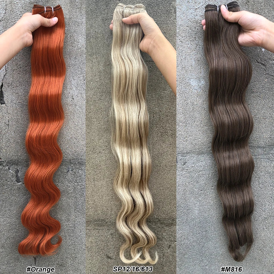 Magicae 30Inches 200G Copper Ginger Orange Body Wavy Blond 613# Sliver White Synthetic Hair Extensions For Women Hair Bundles