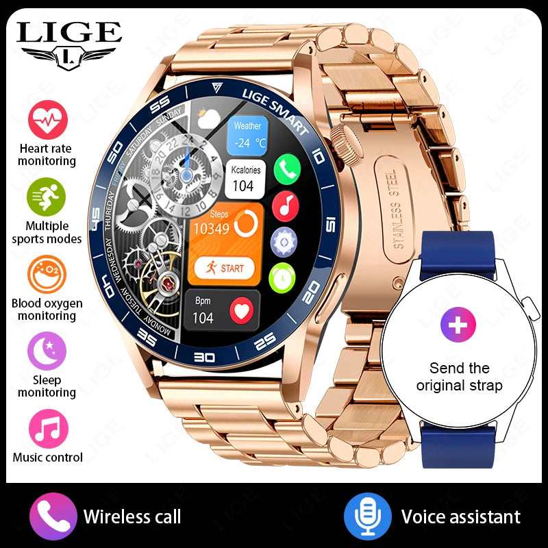 LIGE 2025 Voice Calling Smart Watch Men 1.38" HD IP68 Waterproof Sports Fitness Watches New Man Women Smartwatch For Android iOS