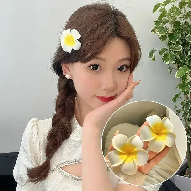 Fashion Women Plumeria Flower Hair Clips Girls Aesthetic Hairpins Egg Flower Barrette Party Bag Hair Accessories