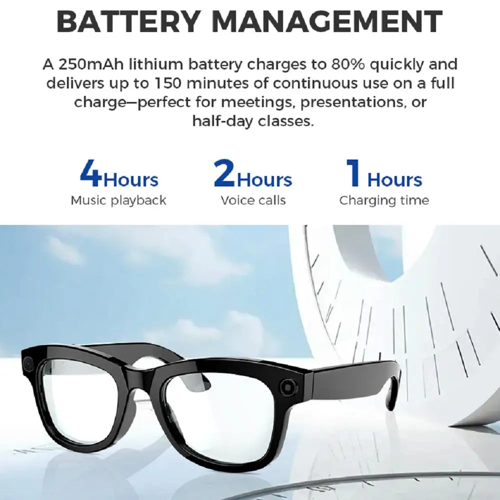 New Music Smart Al Camera Glasses Blue Tooth Glasses HD Call Smart Glasses Waterproof Voice Assistant Anti Blue-Light Sunglasses