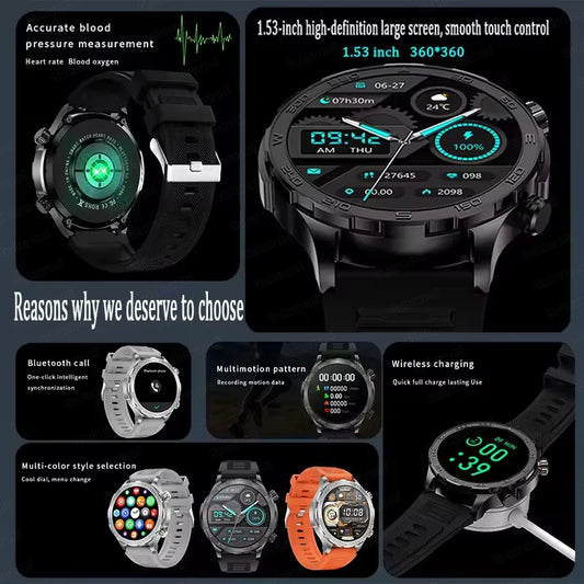 2025 New Bluetooth Call Smart Watch Woman AMOLED HD Screen Heart Rate NFC IP68 Waterproof GPS Sports BT Call Smart Watch For Men