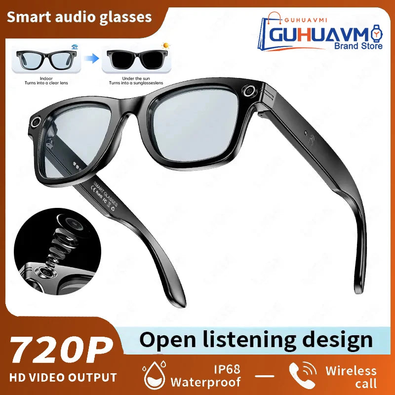 Outdoor 800W Pixel Photography Smart Glasses Men AI Translation Video Recording Voice Assistant Waterproof Fashion Glasses Women