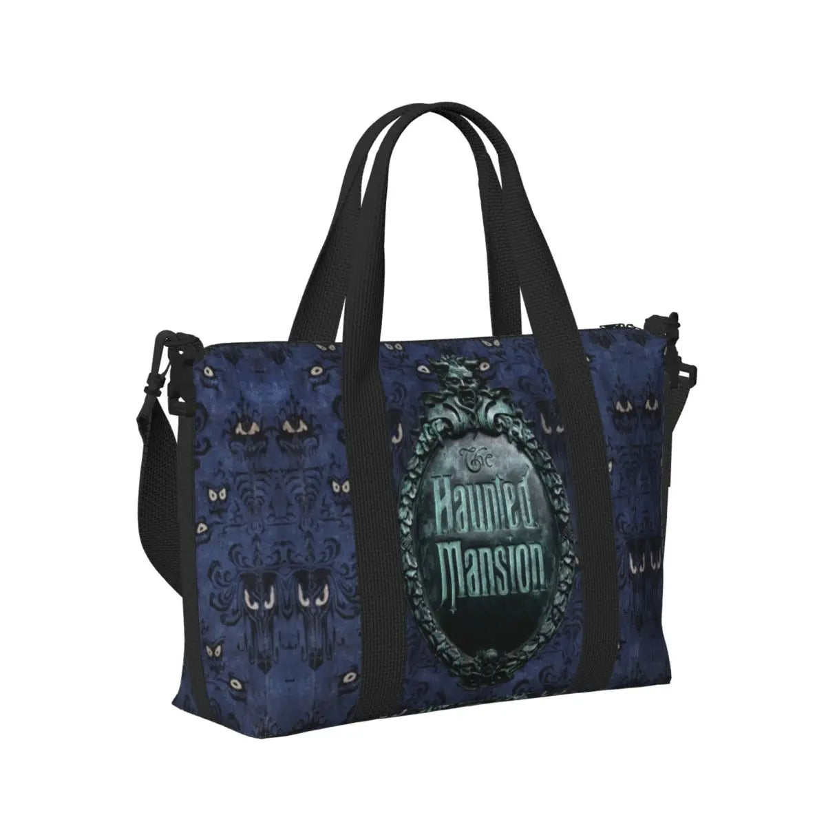Custom Haunted Mansion Logo Groceries Shopping Tote Bags Women Large Capacity Halloween Grimace Ghosts Gym Beach Travel Bags