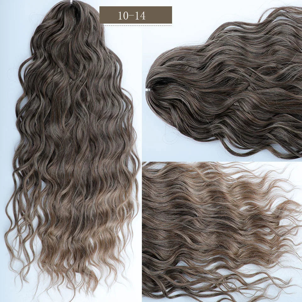 24 inches Body Deep Wave Crochet Braiding Pink Ombre Brown Hair Extensions Water Colored Braids Hair Blond Curly Hair Bundles