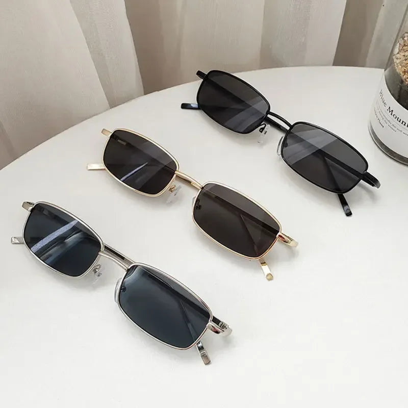 New Fashion Small Rectangle Sunglasses Men Women Vintage Square Driving Sun Glasses Luxury Brand Metal Frame Eyewear 선글라스