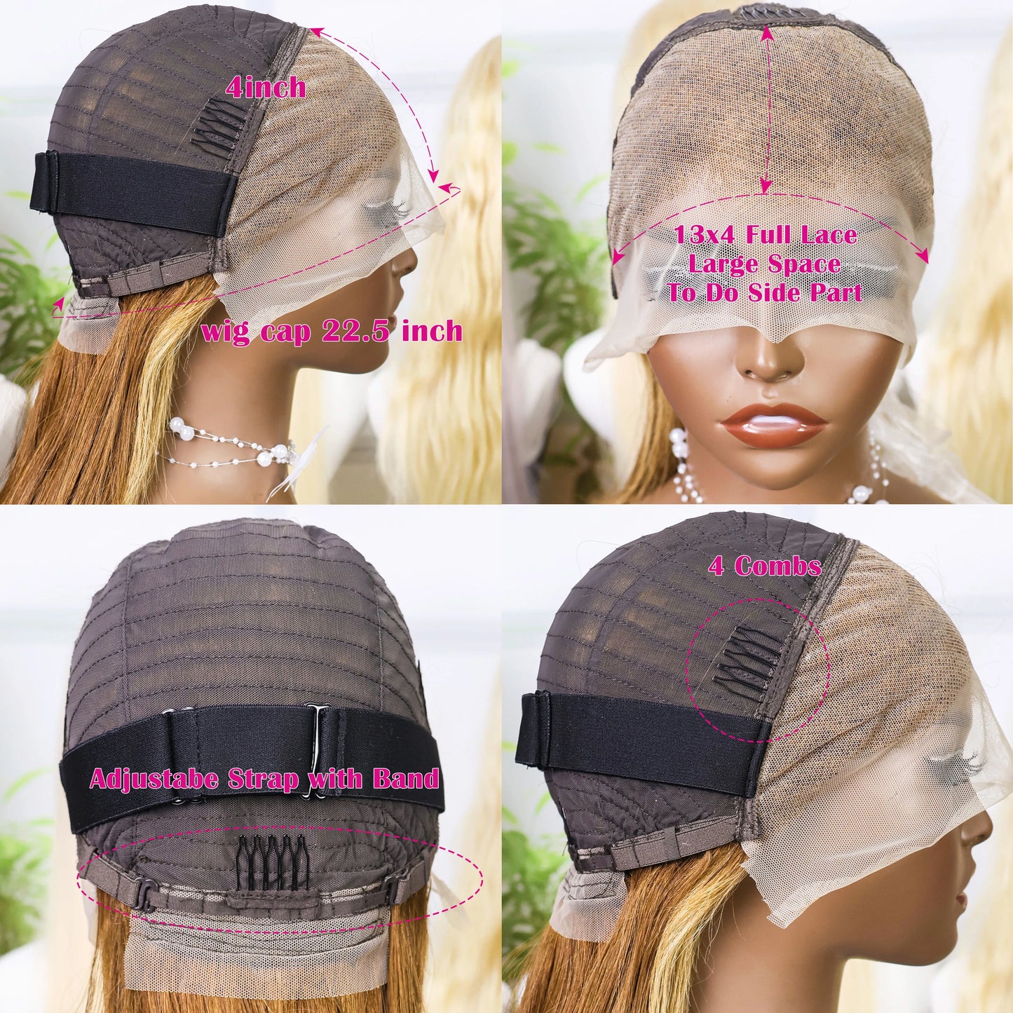 13x4 Straight Short Wig 4/27 Brown Blonde Pre Plucked Transparent Lace Human Hair Bob Wigs Transparent Lace Human Hair Bob Wigs