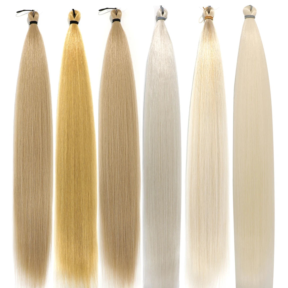 Magicae Braiding 28inches Hair 72cm Heat Resistant Ash Blonde Ombre Brown Sliver White 60# Cold Fusion Micro Crochet Hair Weave