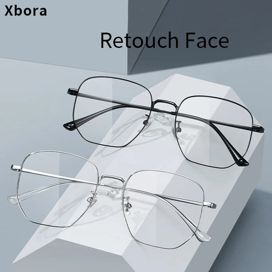 Xbora Trendy Luxury Retro Women's Prescription Eyewear Frame Pure Titanium Casual Polygonal Men's Optical Glasses 122204