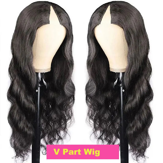 U V Part Wig Human Hair 100% Remy Raw Human Hair 32 34 Inch 250% No Glue  Brazilian Loose Wavy V Part Human Hair Wigs for Women