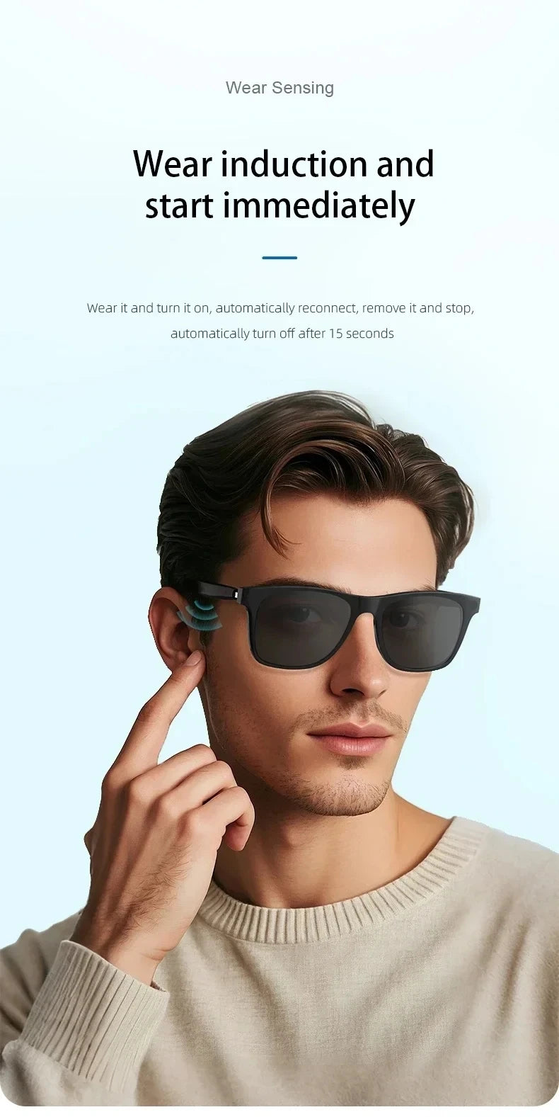 AI Bluetooth Smart Glasses Real-Time Translation Multilingual Listening Music & Call Functionality