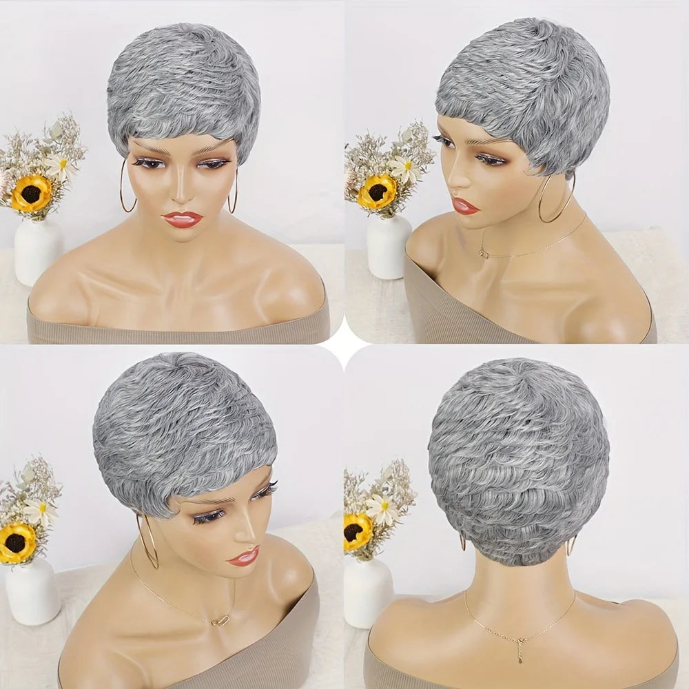 Synthetic Short Pixie Cut Wigs For Women Pixie Cut Short Wavy Layered Wigs Black Wavy Wigs Short Wigs Pixie Cut Wigs For Women