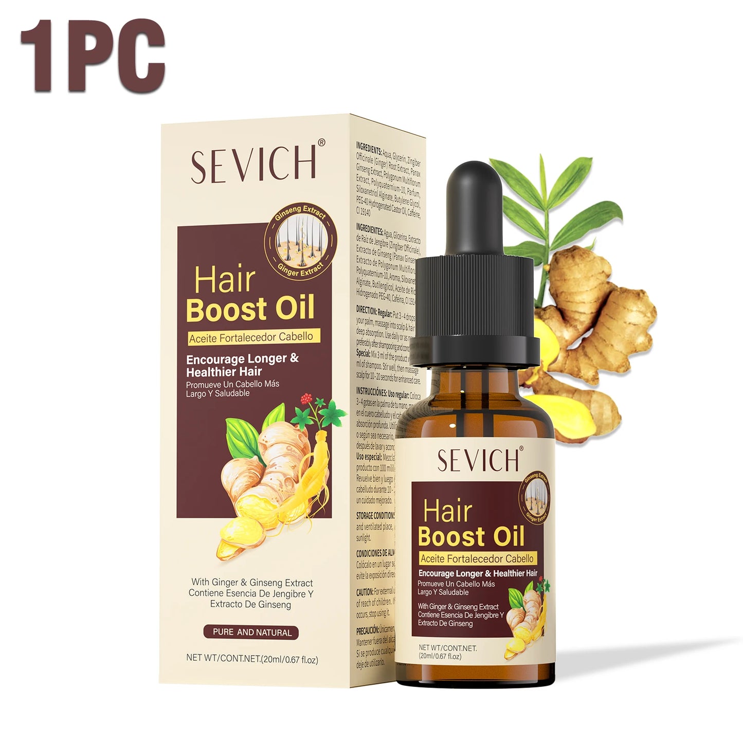 SEVICH Ginger Hair Growth Oil Fast Hair Regrowth Oil Anti Hair Loss Scalp Treatment Serum Hair Growth Product for Men Women 20ml
