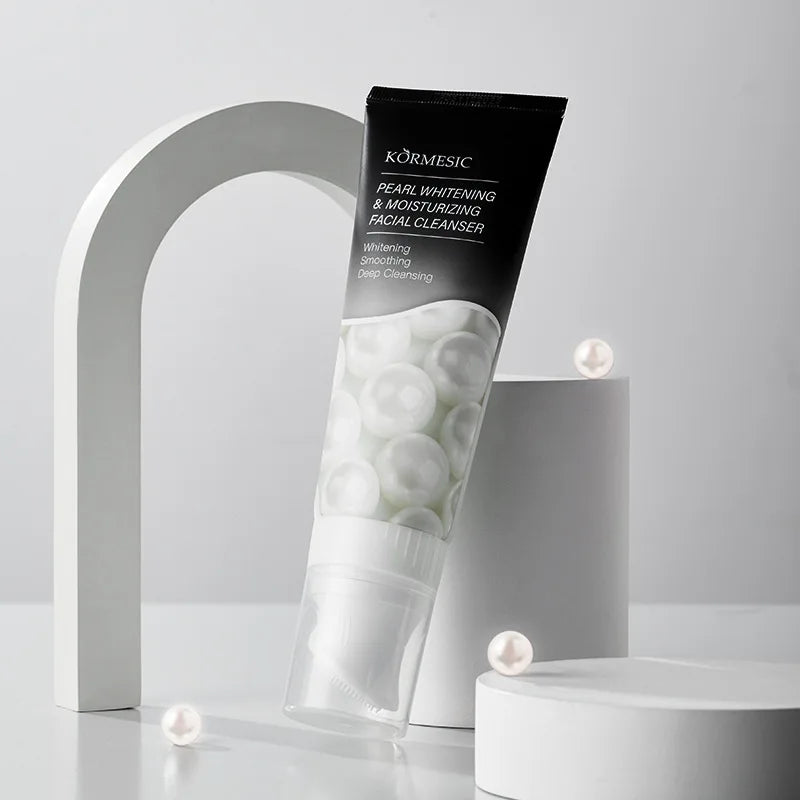 120ml KORMESIC Pearl Whitening Facial Cleanser Anti Wrinkle Exfoliating Moisturizing Cleansing Face Wash Cream Foam Skin Care
