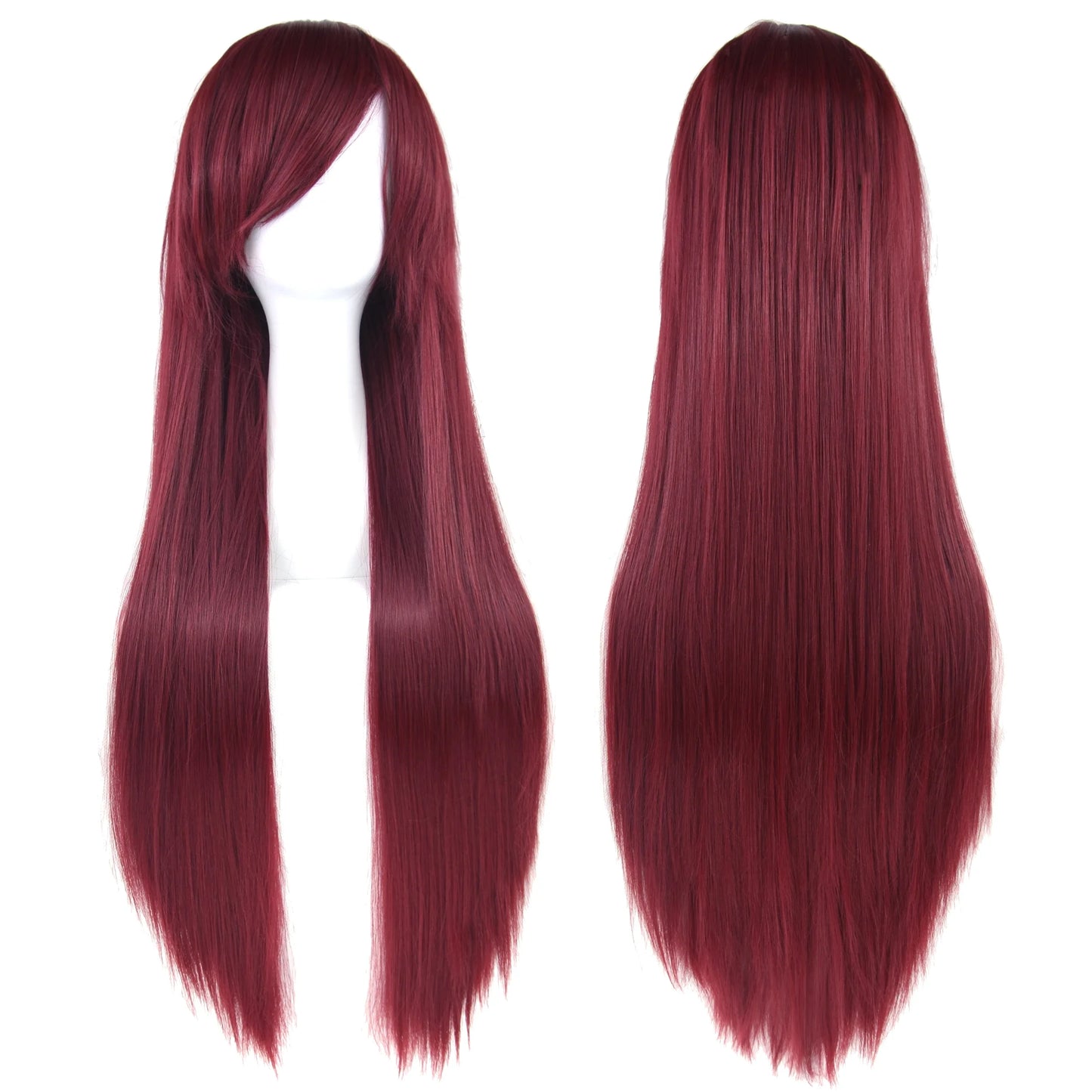 80cm Long Synthetic Hair White Purple Cosplay Wigs Party Black Hair for Women Straight Wig Hairpiece
