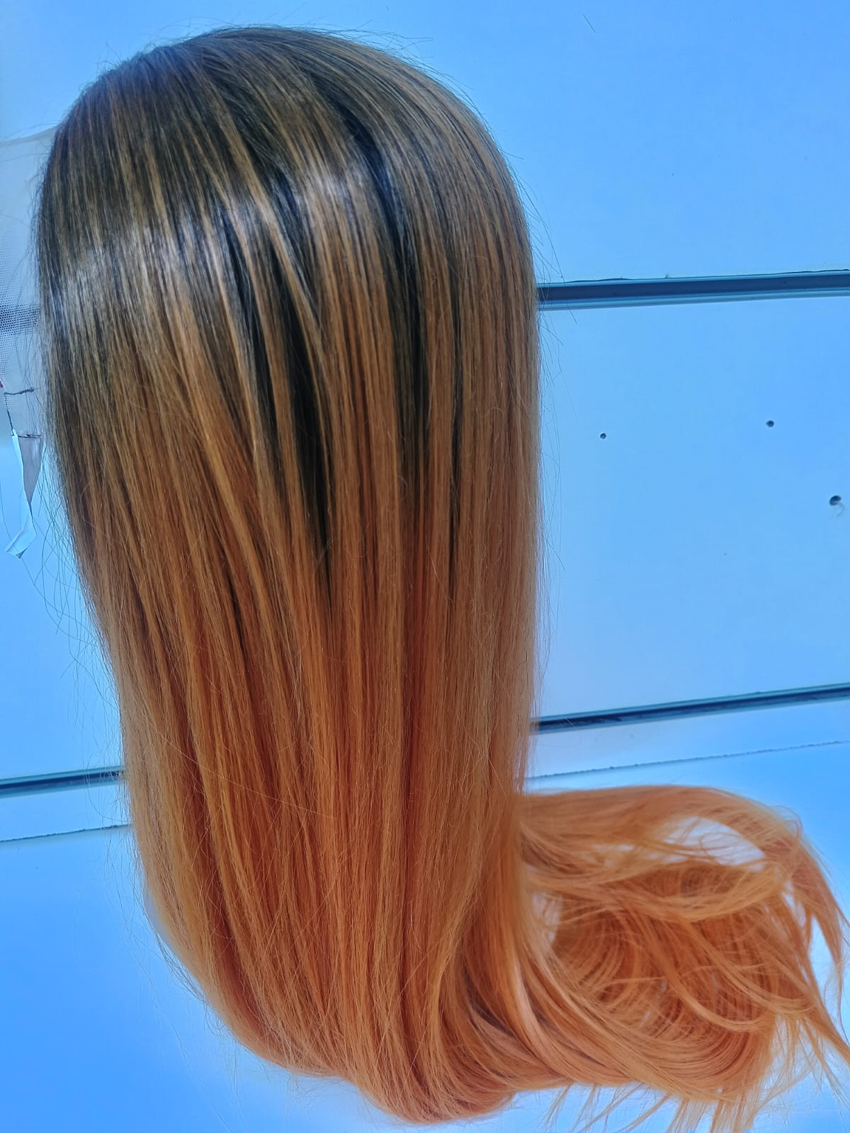 Honey Blonde Ombre Straight Lace Front Wig – Semi Human Hair
