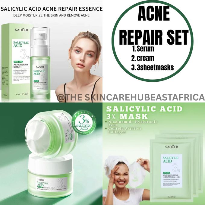 ACNE REPAIR SALICYLIC ACID 3% TREATMENT SET(Serum,cream &3sheetmasks)