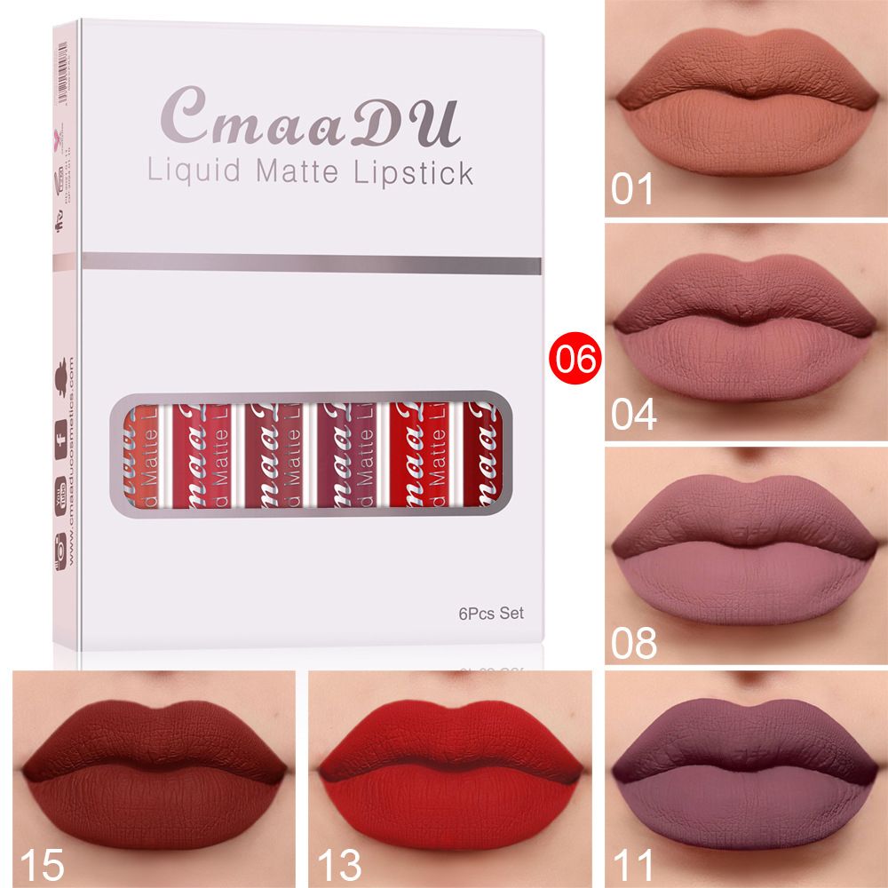 6PCS/set lipstick lip gloss set makeup long-lasting liquid lipstick set makeup matte non stick cup lip gloss