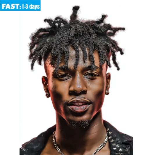 Synthetic Fiber Short Dreadlocks Toupee for Low-Maintenance Styles | Reggae Braid Top & Natural Edge Design (Black, 3-Inch, Quick Install, Lightweight, Secure Fit)
