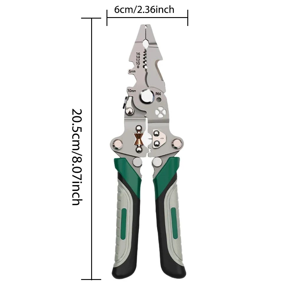 Foldable wire stripper, pulley design multi-function electrician wire splitter wire winding pliers crimping pliers hand tool