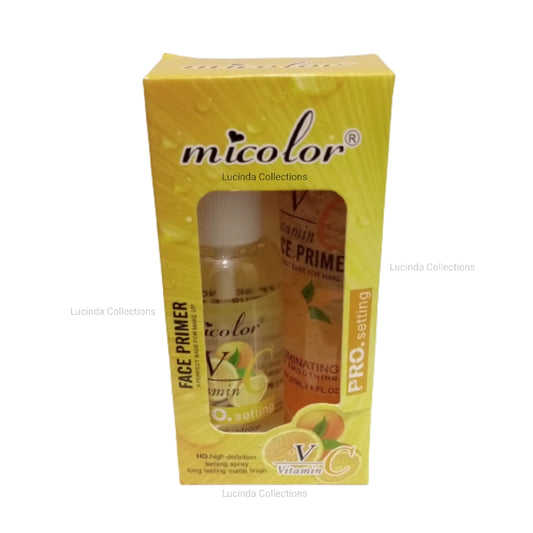 Micolor 2 In 1 Vitamin C illuminating Face Primer + Pro HD Setting Spray Fixer Matte Finish Makeup Set