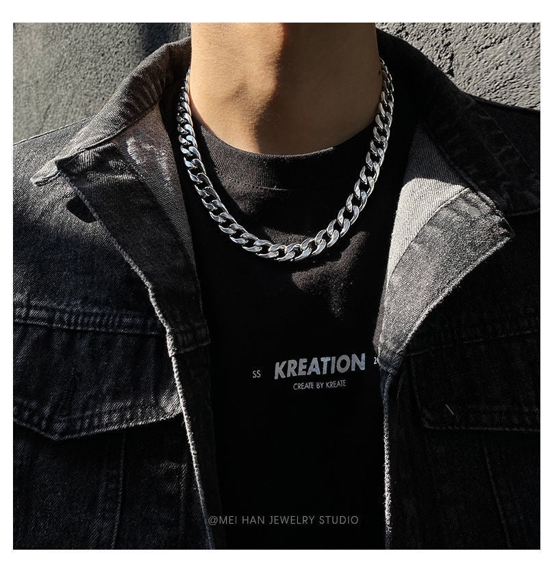 New Arrivals Non-embroidered steel NK chain men's Cuban necklace 304 titanium steel necklace women's hiphop European and American hip hop DIY jewelry accessories Valentine's Day Gifts