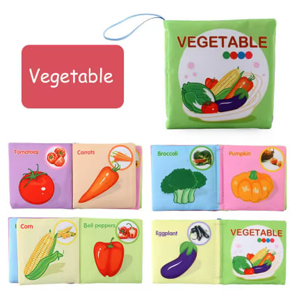Baby Cloth Books Enlightenment Early Educational Toys Kids Fruits Animal Numbers Food Cognitive Book for Toddlers 0-36 Month