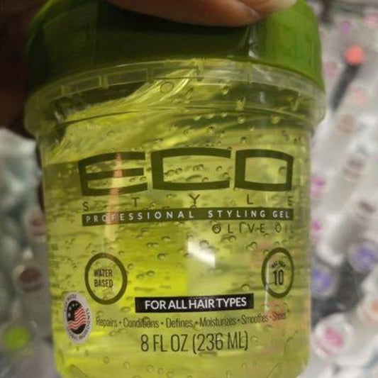 ECO STYLE Professional Styling Gel Olive Oil - All Hair Types - Repairs Conditions Defines Moisturizes Soothes Shines - Ecoco