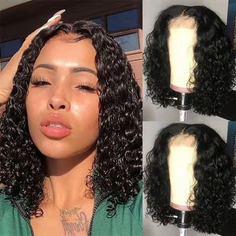 Wig small curly hair synthetic natural short curly black wigs for lady gift
