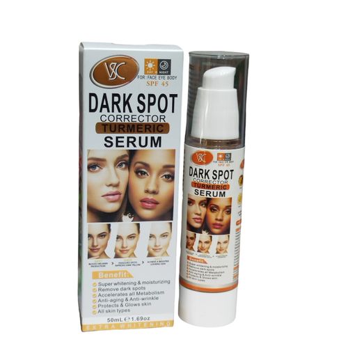 V&C Turmeric DARK SPOT Corrector Face, Eye & Body Serum. Removes Dark Spots, Wrinkles, Glows, Protects, Moisturizes, Brightens, Whiten Black Spots, Evens, Unifies & Unifies.