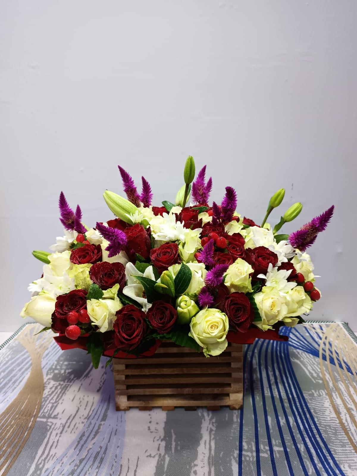 Basket of assorted flowers