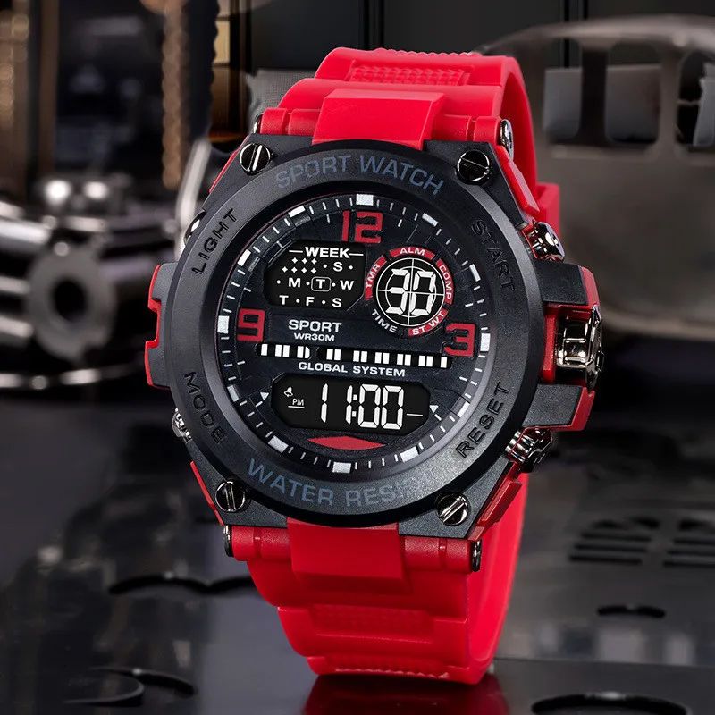 Men Watch Outdoor Sport Watches Multifunction Electronic Watches Anti Drop and Shock-absorbing Wristwatches, Chrono Waterproof Men Watches Led Digital Watch