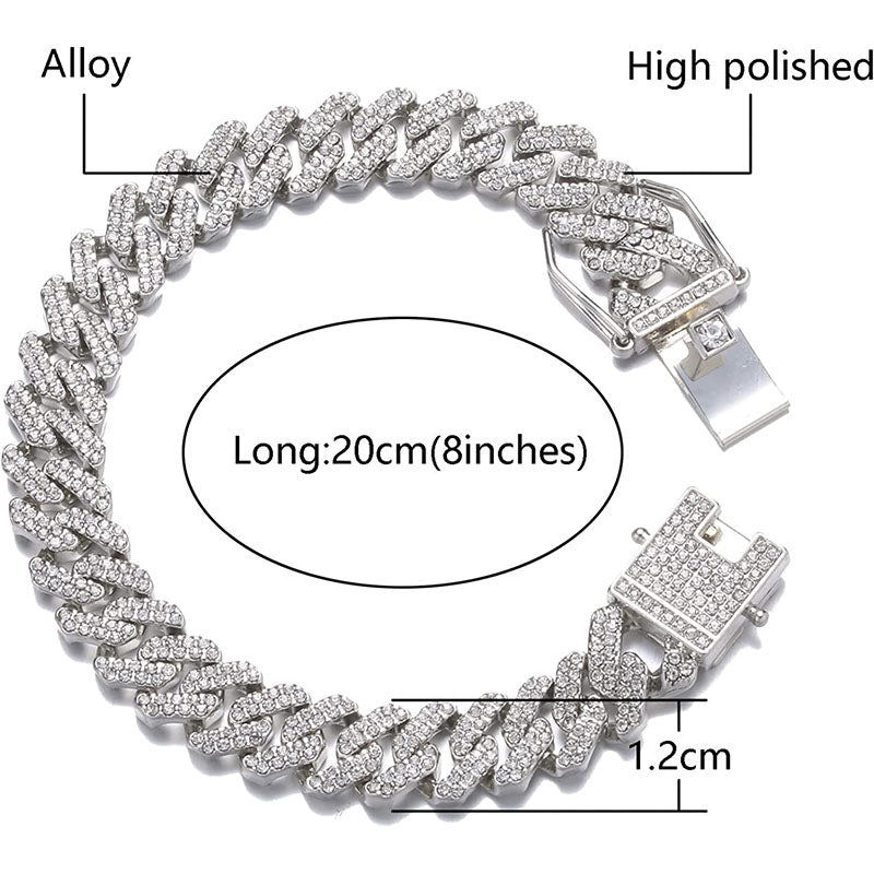 1 pcs anklet bracelet men/women iced bracelet rapper dangles Miami Cuban Link bracelet hip hop bling ice out bracelet fashion jewelry accessories couple bracelets gifts for her/him