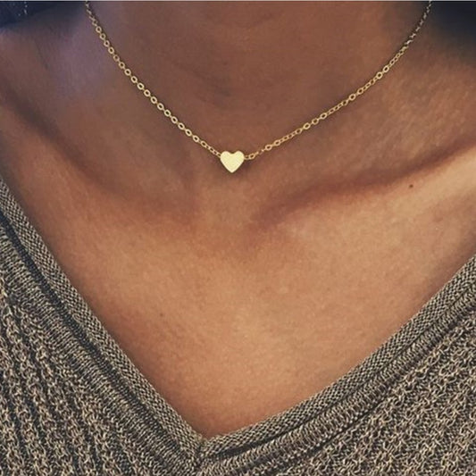 Women Necklace Tiny Heart Choker Chain Love Lady Necklace Pendant Girl Lover Gift Jewellery