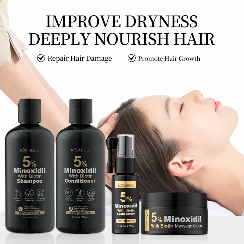 4PCS set KORMESIC 5% Minoxidil shampoo Conditioner Shampoo Repair Hair Damage Promote Hair Growth
