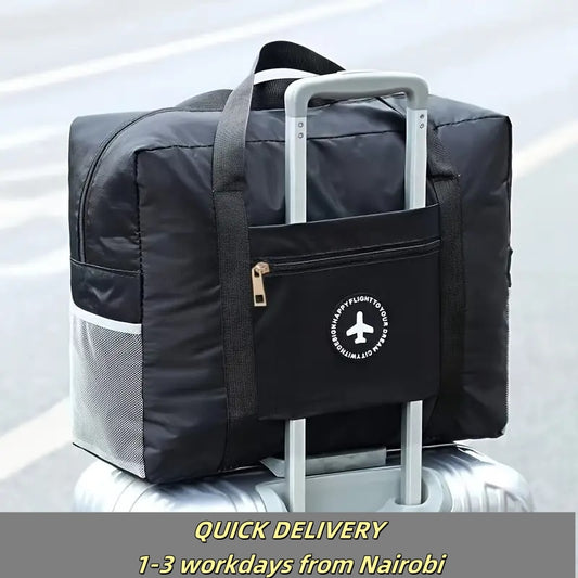 1pc Thickened Upgraded Large-capacity Travel Bag, Women's Foldable Luggage, Maternity Bag, Storage Bag, Portable Hand-held Simple Short-distance Trolley Bag, Clothing Storage Bag, Zipper Type Waterpro