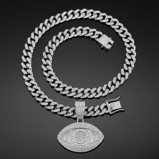 Fashion pendant necklace iced out hip hop chain pendant man women eye pendant with cuban chain necklace