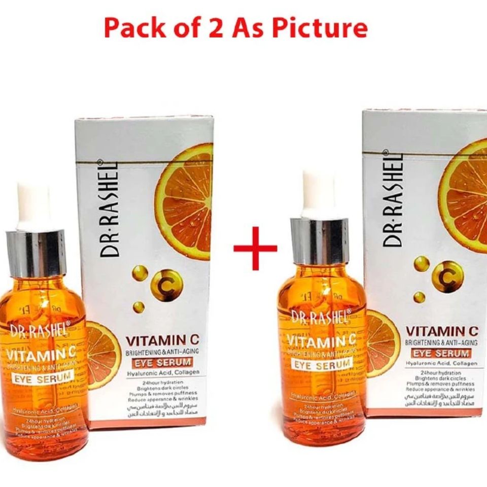 2 Packs Dr. Rashel Vitamin C Brightening & Anti-Ageing Eye Serum Nourishes Delicate Skin Reduces Wrinkles With Hyaluronic Acid Eliminates Dark Circles Dr Rashel Eye Serum