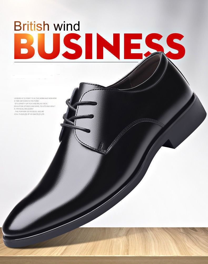 ASSKLO business formal leather shoes Official Shoes for men fashionable and elegant Rubber outsole with raised pointed toe for men lace up leather shoes for weddings groom's Plain Lace up Derby