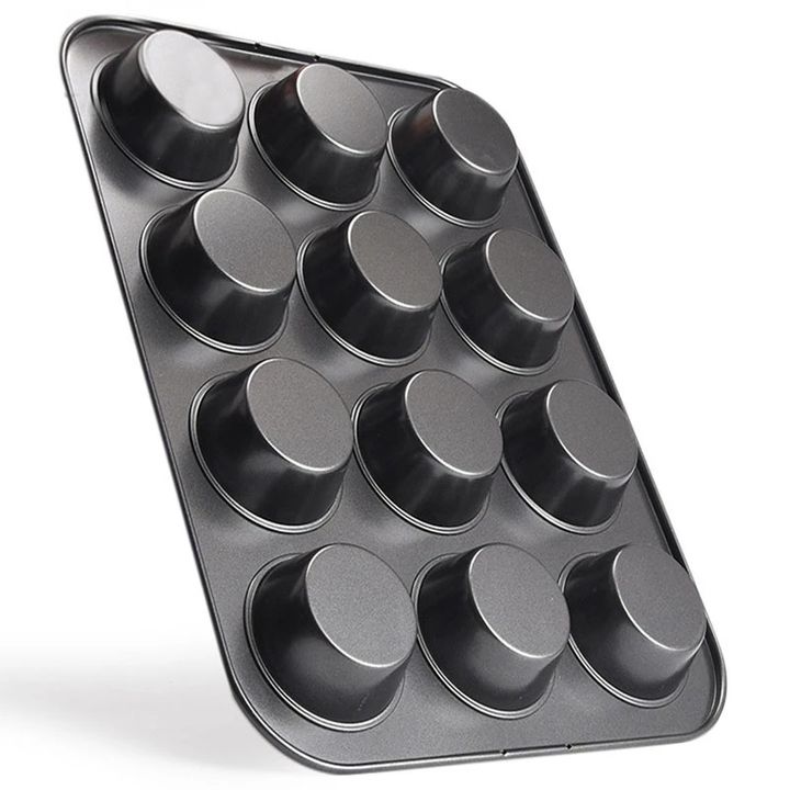 12-Hole Non-Stick Carbon Steel Cupcake Tray Bakeware Pastry Muffin Baking Oven Tray Pan