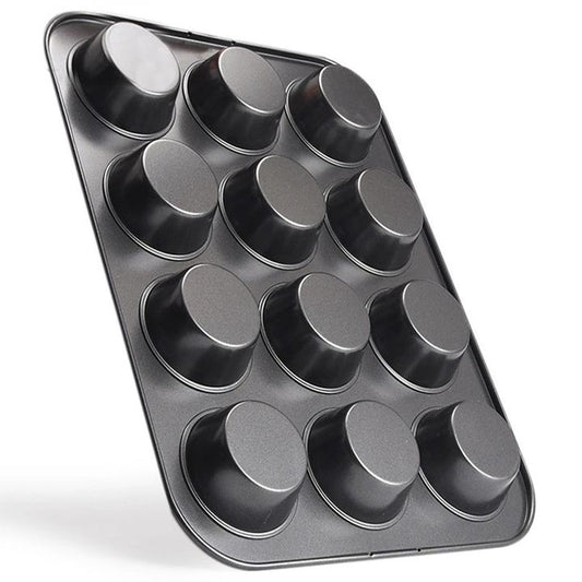 12-Hole Non-Stick Carbon Steel Cupcake Tray Bakeware Pastry Muffin Baking Oven Tray Pan