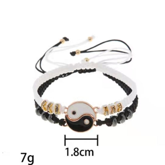 Hot selling new style stitching gossip ying yang couple bracelet hand woven tai chi bracelet ying yang jewellery Brand MM